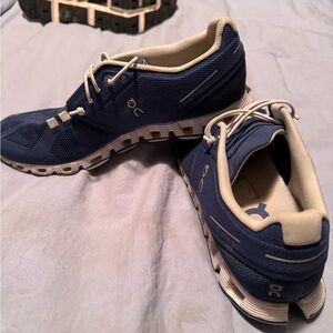On Running Navy and Cream Athletic Shoes